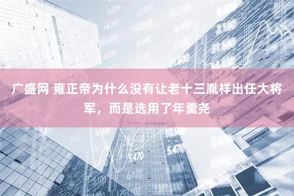 广盛网 雍正帝为什么没有让老十三胤祥出任大将军，而是选用了年羹尧